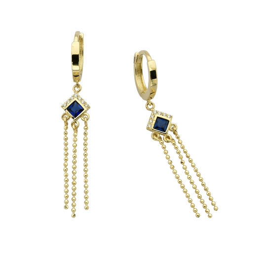 Sapphire Chain Hoop Earrings