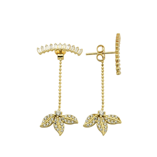 Dangle Chain Flower Earrings