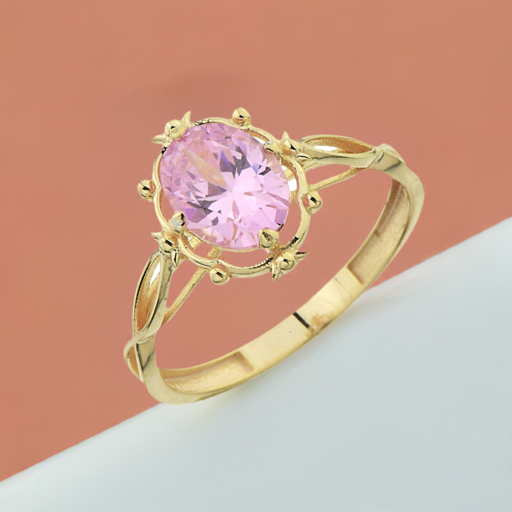 Oval Solitaire Pink Tourmaline Cocktail Ring