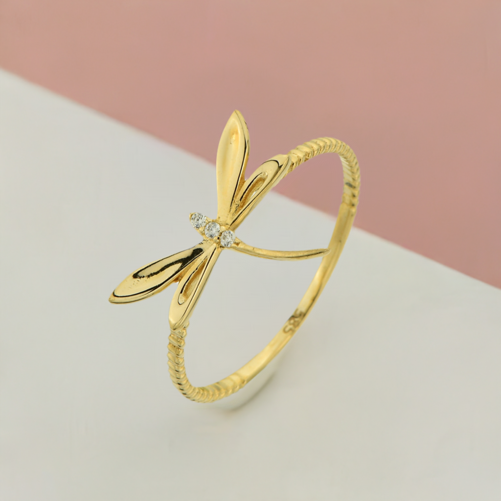 14K Gold Stacking Dragonfly Ring