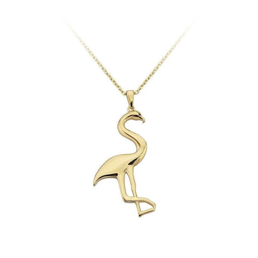 14K Yellow Gold Flamingo Necklace for women