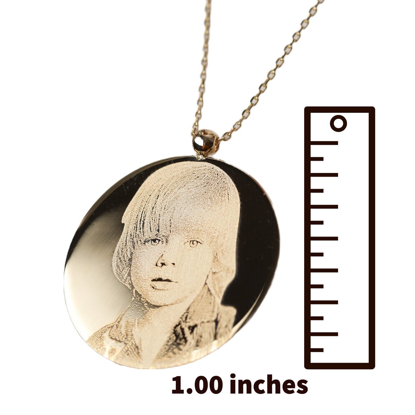14K Gold Round Photo Necklace